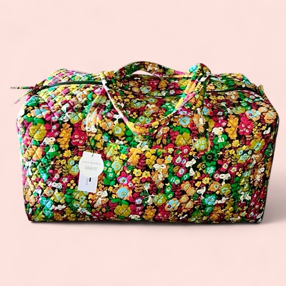 Vera Bradley Handbags - Vera Bradley Large Travel Duffel Snoopy Peanuts Garden Flowers Bag Carry On NWT